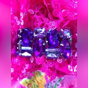 Purple Rhinestone Stretch Bracelet Lavender Crystal  GUC